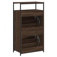 Schoenenkast 60x34x112 cm bewerkt hout bruineikenkleurig - thumbnail