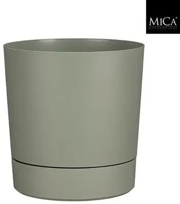 Mica Decorations Bloempot 'Coco' met schotel d35 h37 lichtgroen