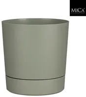 Mica Decorations Bloempot 'Coco' met schotel d35 h37 lichtgroen - thumbnail