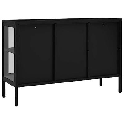 Dressoir 105x35x70 cm staal en glas zwart