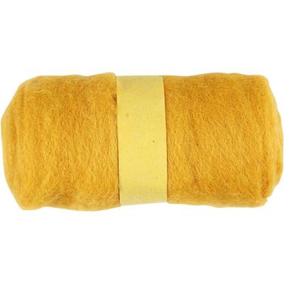 Creativ Company Gekaarde wol, geel, 100 gr/ 1 bol
