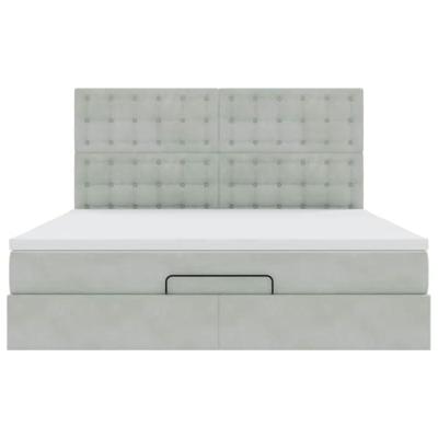 Ottoman bed met matrassen 180x200cm fluweel lichtgrijs