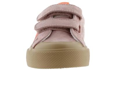 Kinderbaskets van leer en contrast met klittenband VICTORIA rouge