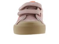 Kinderbaskets van leer en contrast met klittenband VICTORIA rouge - thumbnail