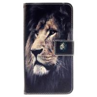 LG G4 Stylus horizontaal dubbelzijdig Leeuw patroon PU leren Flip Hoesje met houder en opbergruimte voor pinpassen & geld - thumbnail