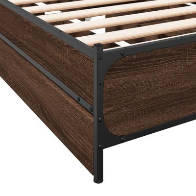 Bedframe met lades bewerkt hout bruin eikenkleur 75x190 cm