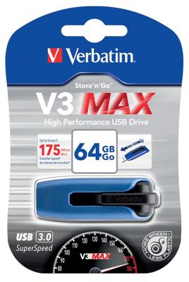 Verbatim V3 Max USB-stick 64 GB Blauw 49807 USB-A 3.2 Gen 1