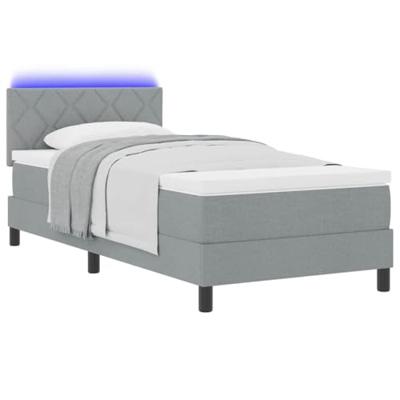Boxspring Bed met Matras & LED Lichtgrijs 100x200 cm Stof