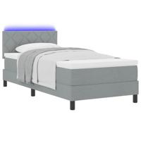 Boxspring Bed met Matras & LED Lichtgrijs 100x200 cm Stof - thumbnail