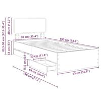 Bedframe met hoofdeinde Zwart 90 x 200 cm Geconstrueerd hout - thumbnail
