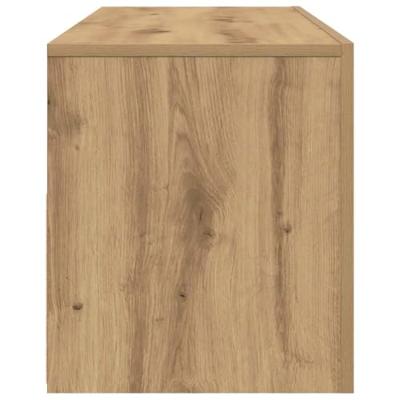 Tv-meubel met LED 120x35x40 cm bewerkt hout artisanaal eiken