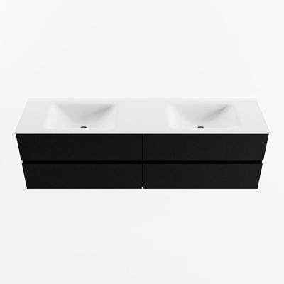 MONDIAZ VICA 170cm badmeubel onderkast Urban 4 lades. Wastafel CLOUD dubbel zonder kraangat, kleur Talc.