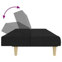 Slaapbank 2-zits met voetenbank stof zwart - thumbnail