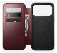Nomad Horween lederen folio iPhone 17 Pro Max - Burgundy - thumbnail