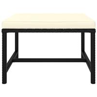 5-delige Loungeset met kussens poly rattan zwart - thumbnail