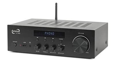 Dynavox Stereo compacte versterker VT-90, schroefbare aansluitterminals voor 4 luidsprekers, afstandsbediening, phono-ingang, BT-streaming, zwart