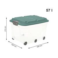 Rotho Roller Opbergbox met Deksel en Wielen 57L Mistletoe Groen/Transparant - thumbnail