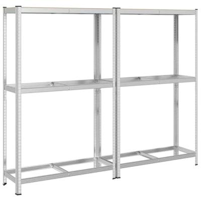 VidaXL 2-laags bandenrekken 2st 110x40x180cm staal&bewerkt hout zilver