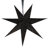 Papieren kerstster velvet glitter 60 cm zwart kerstversiering Buitengewoon de Boet - Buitengewoon de boet - thumbnail
