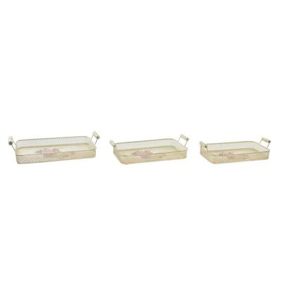 Set van trays DKD Home Decor Roze Metaal Aluminium 8 cm 40 x 21 x 8 cm (3 Stuks)