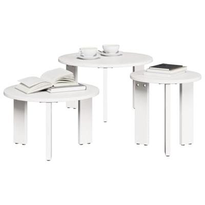Salontafel 3 pcs Wit Massief grenenhout