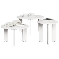 Salontafel 3 pcs Wit Massief grenenhout - thumbnail