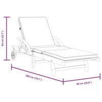 Ligbedden 2 st met kussens 200x68x83 cm massief acaciahout - thumbnail