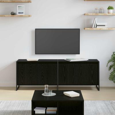 TV-kast Zwart Eiken 140 x 36 x 49.5 cm Bewerkt hout TV-kast Zwart Eiken 140 x 36 x 49.5 cm Bewerkt hout
