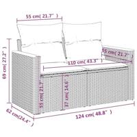 Tuinbank 2-zits met kussens poly rattan zwart - thumbnail
