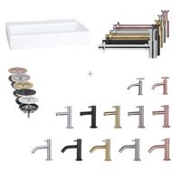 Fonteinset Differnz Mix En Match Flat Small 7x38x24 cm Keramiek Wit (Keuze Uit 5 Kleuren Kranen) - thumbnail