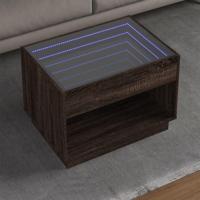 Salontafel met Infinity LED 70x50x50 cm bruin eikenkleurig - thumbnail