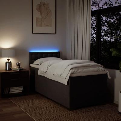 Boxspring met matras stof donkerbruin 140x200 cm - thumbnail