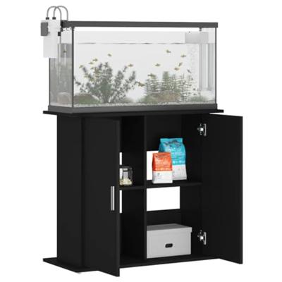 Aquariumstandaard 81x36x73 cm bewerkt hout zwart - thumbnail