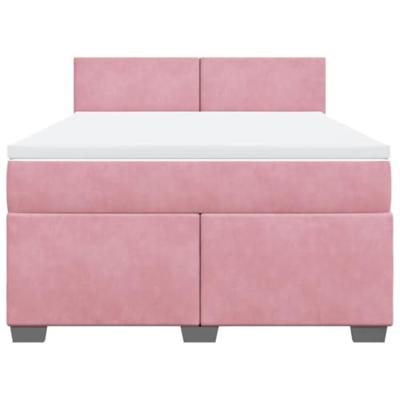 Boxspring met matras fluweel roze 140x190 cm