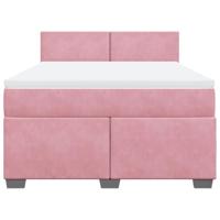 Boxspring met matras fluweel roze 140x190 cm - thumbnail