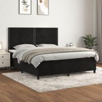 Boxspring met matras fluweel zwart 160x200 cm - thumbnail