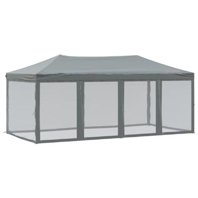 Partytent inklapbaar met zijwanden 3x6 m antracietkleurig - thumbnail