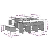 11-delige Tuinset met kussens poly rattan grijs - thumbnail