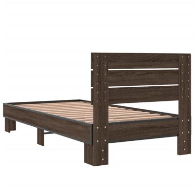 Bedframe bewerkt hout metaal bruin eikenkleur 120x200 cm