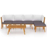 6-delige Loungeset met kussens massief acaciahout - thumbnail