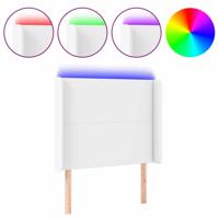 Hoofdbord LED 83x16x118/128 cm kunstleer wit - thumbnail