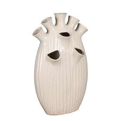 Mica Decorations vaas keramiek saul 25x15.5x42cm creme
