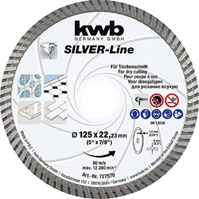 kwb 727570 Diamanten doorslijpschijf Diameter 125 mm Boordiameter 22.23 mm 1 stuk(s) kwb 727570 Diamanten doorslijpschijf Diameter 125 mm Boordiameter 22.23 mm 1 stuk(s)