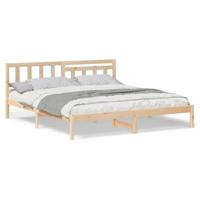 Bedframe met hoofdeinde Bruin 200 x 200 cm Massief grenenhout - thumbnail