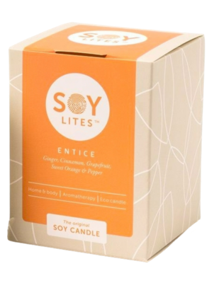 Soylites Soycandle Entice - Ginger, Cinnamon, Grapefruit, Sweet Orange & Pepper