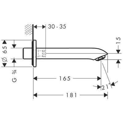 Hansgrohe Metris baduitloop, chroom