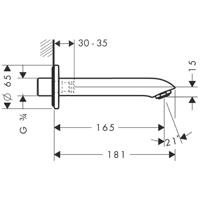 Hansgrohe Metris baduitloop, chroom - thumbnail