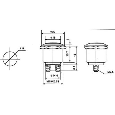 TRU COMPONENTS 701401 PBS-28B Vandalismebestendige druktoets 250 V/AC 2 A 1x uit/(aan) Moment 1 stuk(s)
