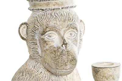 Decoratieve figuren DKD Home Decor 16 x 15 x 30 cm Wit Hars Aap Tropisch Decapé