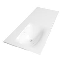 Brauer Glacier Wastafel Asymmetrisch - 120 met 1 Spoelbak Links en 0 Kraangaten - Fine Stone Hoogglans Wit - thumbnail